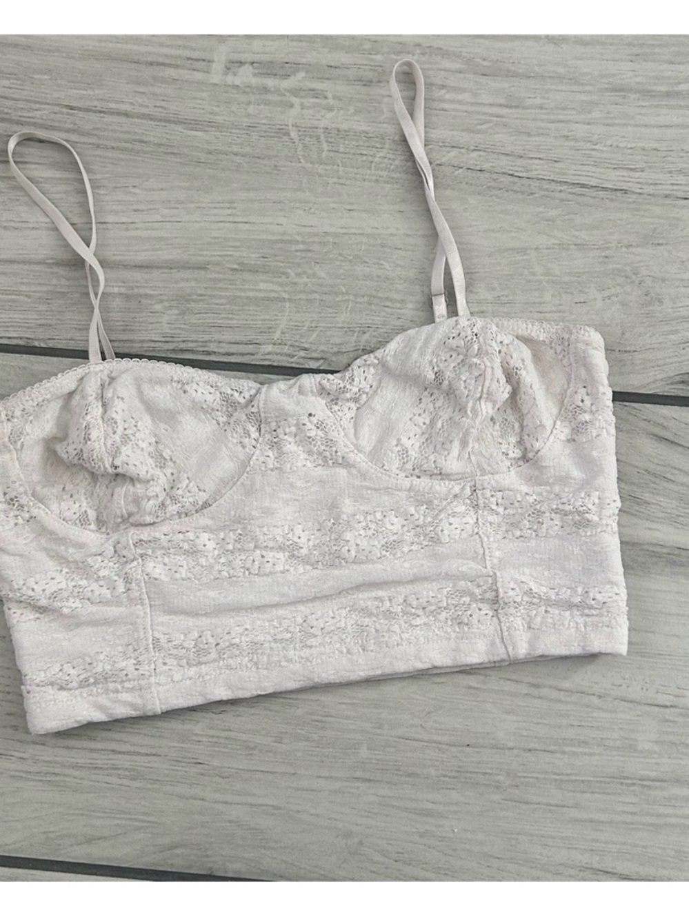 Frenchi Lace Bustier Crop Top in Pale Pink